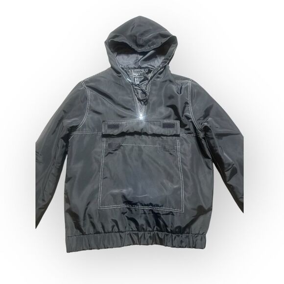 Forever 21 Men’s Jacket Men's Large Black Outdoor Hooded Half Zip Streetwear - Picture 3 of 4